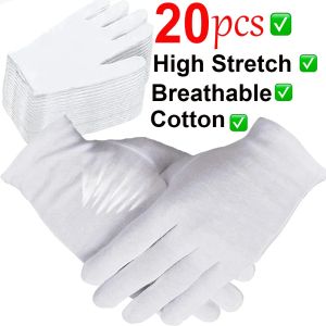 Gants 110 paires de travaux de coton blanc gants pour les mains sèches de manipulation de films gants gants cérémoniaux gants à haut tronçon outil de nettoyage domestique