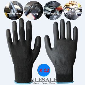 Gants 12 paires de travaux gants de sécurité gants en nylon en nylon avec des gants de protection de jardinage du conducteur de constructeur