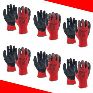 Handschoenen 12 stuks/ 6 paren Veiligheid Werk beschermende handschoenen Bouwbouwers Grip Gebreide polyester katoenguanten voor tuinieren