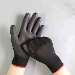 Handschoenen 12 paren veiligheidswerkhandschoenen zwart pu nylon katoen industrieel beschermend zware duting uitwerken handschoen voor mannen vrouwen sefe met grip