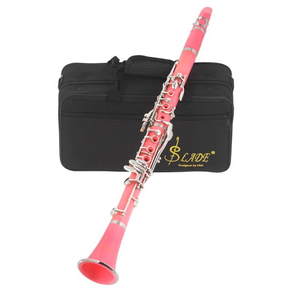 Gants 17 clarinette clé BB Tone Tune Pink Bakelite Clarinette avec nettoyage de boîtier Gants Gants Anchets