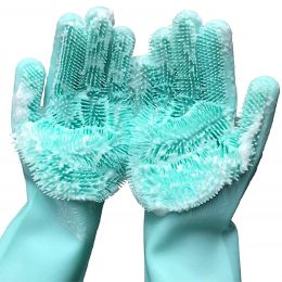 Handschoenen 1Pair Vaatwasrereinigingshandschoenen Magic Siliconen Scrub Rubberen Dish Washandschoen Herbruikbare sponshandschoenen keukenreinigingsgereedschap