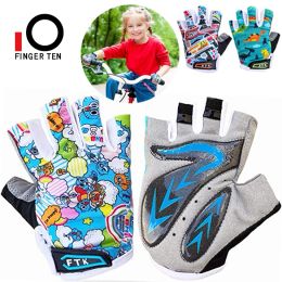 Gants 1 paire de gants de cyclisme avec rembourrage en Gel, demi-doigt, poignée de pluie, chaud et humide, pour vélo d'extérieur, 212 enfants, Junior garçon et fille, livraison directe