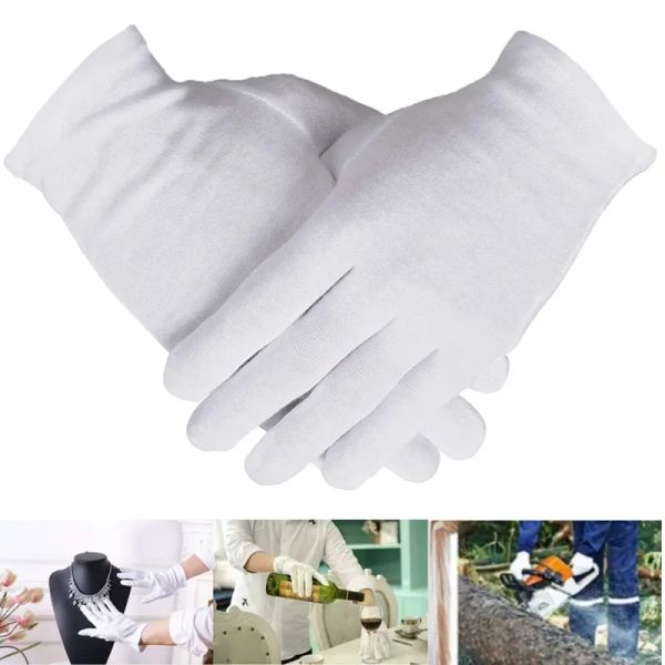 Gants 1pair gants en coton blanc pour les mains sèches