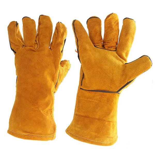 Gants 1pair work gants de soudage soudeurs gants en cuir bûcheur bûche incendie gantelets gants de sécurité
