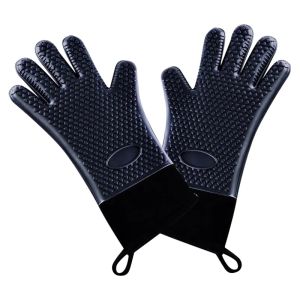 Gants 1PC Double couche BBQ Gants Gants Silicone pour cuisiner Griller imperméable mitains Ustensiles Ustensiles Four Mitts