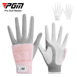 Guantes 1 unidad, guantes de Golf PGM, guantes cálidos de felpa de conejo de imitación para mujer, suministros de Golf gruesos y de felpa de 2 colores