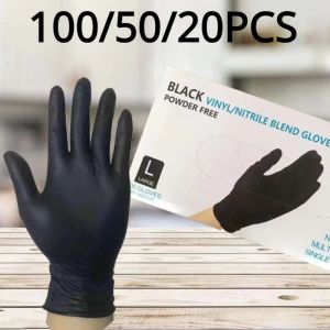 Gants 20/50 / 100pcs Gants nitriles noirs Gants de nettoyage ménage durable épaissis