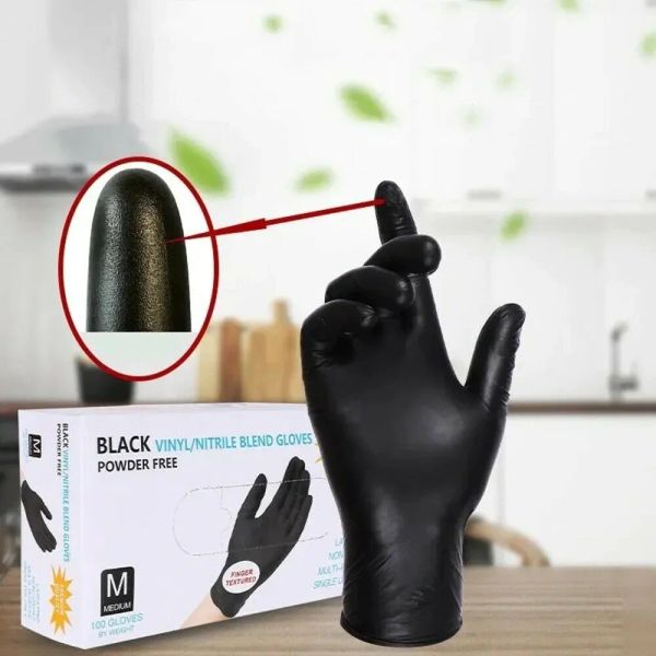 Gants 20pcs gants en latex jetables noirs nettoyage du laboratoire de ménage gants butyronitrile pour nettoyage ménage