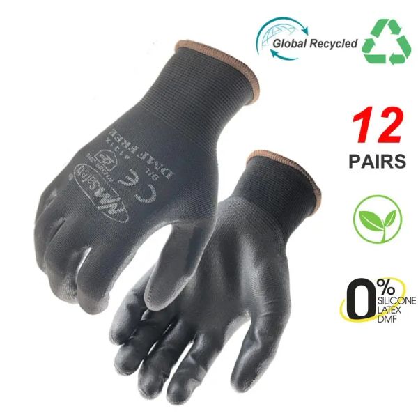 Gants 24 pièces / 12 paires 100% de haute qualité de sécurité jardin mécanicien gants protecteurs femme ou homme de sécurité en caoutchouc gant gant