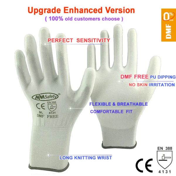 Gants 24 pièces / 12 paires de sécurité mécanicien de travail gants gants en revêtement en nitrile caoutchouc palmier en nylon gants de jardinage en nylon.