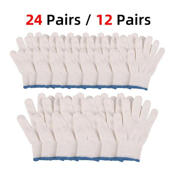 Gants 24 paires gants de coton blanc gants jardin gants femmes travail construction gants de main du travail du bois industriel industriel