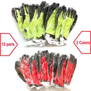 Handschoenen 24 -stks/12 paren Veiligheidswerk Rubberen handschoenen Nylon Gebreide handschoen Latex Coated voor Gardener Builder Driver Mechanic Protective Handschoenen