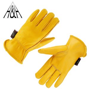 Handschoenen 2pair hhProtect Unclined Cowhide Split Leather Work en Driver Gloves for Heavy Duty Truck Driving Warehouse Gardening Farm