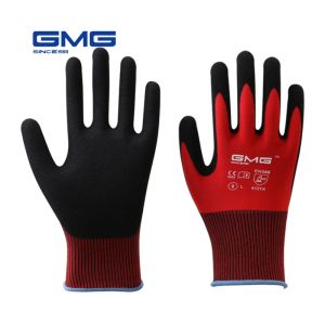 Gants 3 paires Construction gants gmg coquille de polyester rouge noire nitrile sable de travail de travail de sécurité gants hommes gants de travail