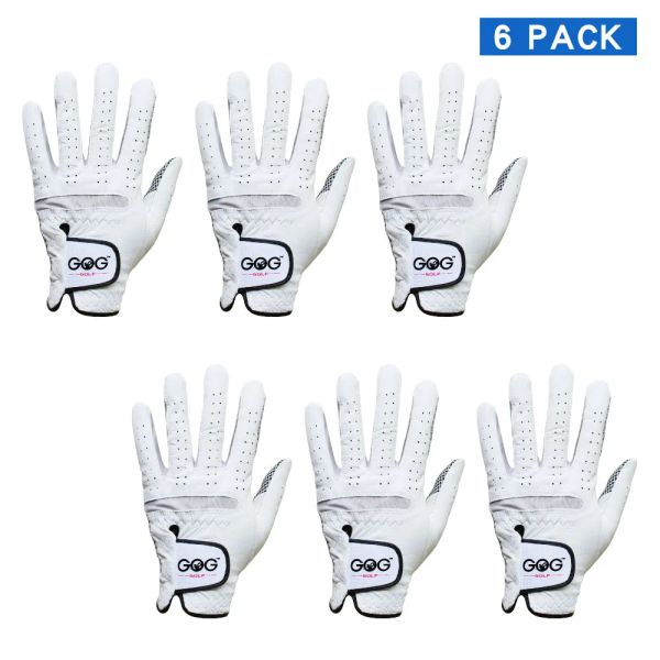 Gants 6 pcs gants de golf gants de golf masculin gants doux respirant pur pur mouton authentique en cuir sliprensant conception navire