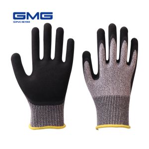 Gants 6 paires gants résistants coupés CE Niveau 5 Protection Sandy Nitrile revêtu de paume pour un travail optimal Sécurité MAN MURSING GLANTS