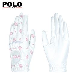 Gants une paire de nouveaux gants de golf femmes gants sportifs imprimés coréens PU Microfiber tissu solo protection et gants usureux