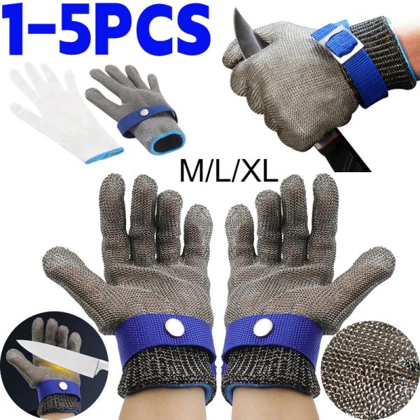 Gants gants anticuptes boucher en acier inoxydable gants de cuisine ménage gants de la cuisine de fil uséré
