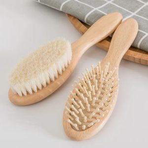 Gants bébé soins en bois naturel garçons filles en laine douce brosse brosse à tête peigne de tête infantile masseur de bain portable peigne pour les enfants