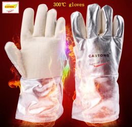 Handschoenen Castong 300 graden hoge temperatuur handschoenen paraaramide aluminium folie brandwerende handschoenen isolatie antiscalding beschermen handschoenen