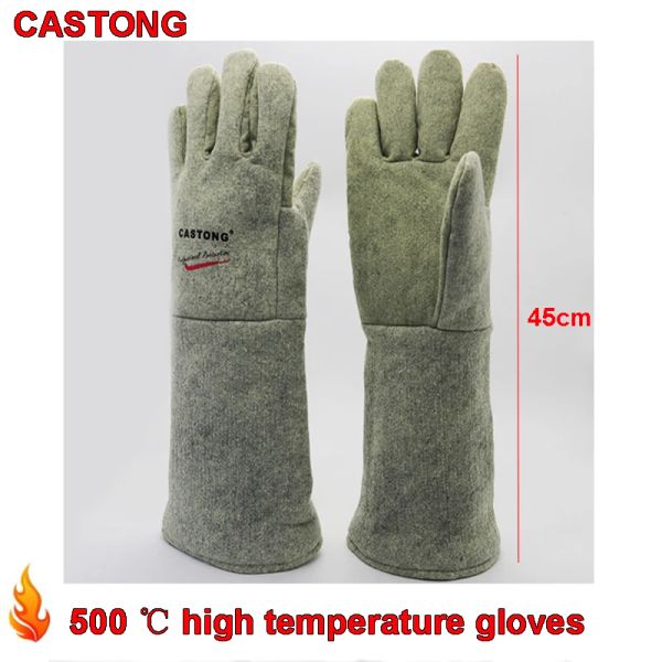 Gants gants Castong à 500 degrés à haute température 45 cm de protection à haute température Gants de feu Four Baking Antiscal Safety Glove