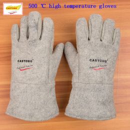 Handschoenen Castong 500 graden hoge temperatuur handschoenen aramid + aluminium folie brandwerende handschoenen vlamvertragende antiscalding beschermen handschoenen