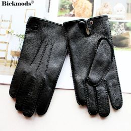 Gants gants en peau de cerf écran tactile masculin en cuir de haute qualité 2021 Nouvelle doublure en laine mince main se maintient au chaud en automne et en hiver