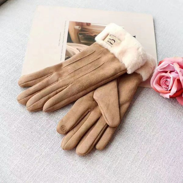 Gants de luxe en cuir pour hommes, gants de luxe, gants pour femmes, gants épais et pelucheux, peuvent toucher l'écran, vêtements d'équitation pour dames, mitaines