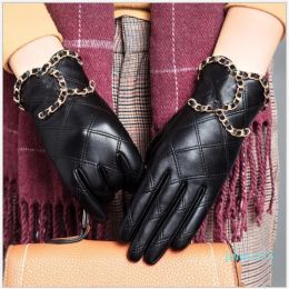 Guanti Guanti cinque dita in pelle di design Guanti da moto in pelle di pecora da donna Nuovi guanti di marca di lusso autunnali