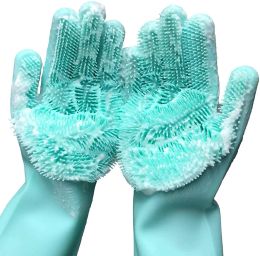 Gants gants de nettoyage de lave-vaisselle gants magiques de lavage de plats en caoutchouc en silicone pour épluties éponge à éponge de cuisine outils de nettoyage