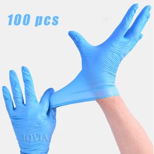 Handschoenen Wegwerphandschoenen 100 stuks Onderzoekshandschoen Poedervrij S M L Blauw Nitril Synthetisch Vinyl Thuiswerk Elastische handcover Geen doos