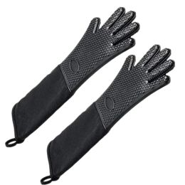 Gants Gant de Four Professionnel en Silicone Extra Long, Gant de Cuisson résistant à la Chaleur avec Coton Interne pour Cuisine, Barbecue, Cuisson, Grill Bla