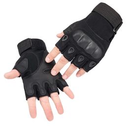 Gants Police militaire de l'armée tactique sans doigts Knuckle protectrice extérieure grimpant à cyclisme