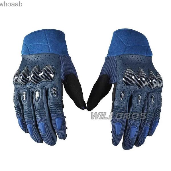 Gants Cinq Doigts Gants Délicat Fox Bomber Gants Moto Cuir Descente VTT Vélo Offroad Guantes Motocross Enduro Riding Navy