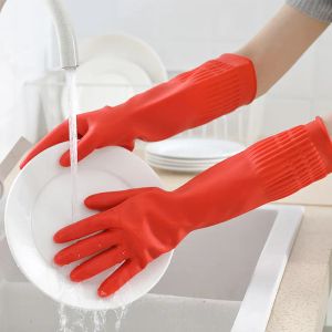 Gants flexibles confortables gants propres gants rouges dame lavage de la maison de salle de bain longue maison accessoires de cuisine