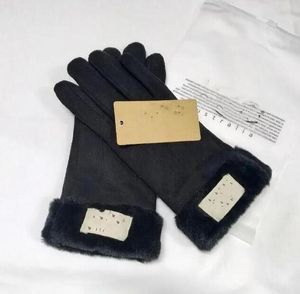 Gants Fourrure Intérieur Marque Mitaines Cinq Doigts Demi Doigts Noir