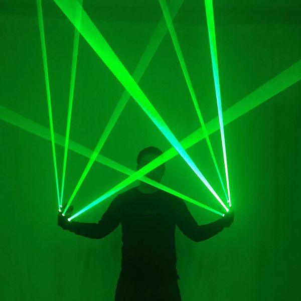 Guantes Guantes de láser verde 523 nm Big Beam Lazer Dancing Gafe Gafas Guesos Led Flash Flash Palm Light Up Robot LED Robot