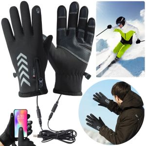 Gants gants chauffés chauffants USB rechargeable étanche à écran tactile de ski à main électrique gants d'hiver plus chauds pour hommes gants de sport extérieur