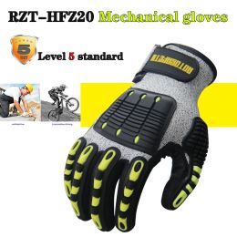 Handschoenen HFZ20 Mechanische handschoenen Antivibratie Antismashing Anticulting Anticollision Handschoenen Outdoor Cycling Rescue Safety Gloves