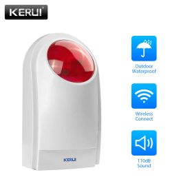 Handschoenen Kerui J008 Wireless Outdoor Externe Flash Led Strobe Light Sirene Work voor GSM PS Home Security Voice Voice Inbreker Alarm System