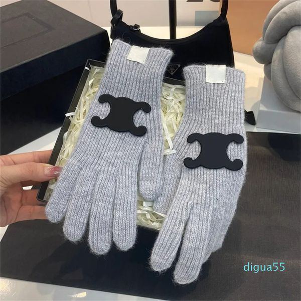 Guantes tejidos de invierno, guantes con cinco dedos para hombres, mujeres, parejas, guantes suaves para mantener el calor, guantes con dedos completos