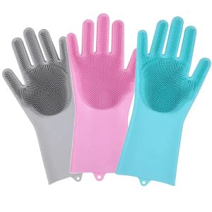 Gants gants en silicone magique nettoyage de lavage à lave-vaisselle lavage de lavage de lavage en caoutchouc gants en silicone pour outils de nettoyage de cuisine maison