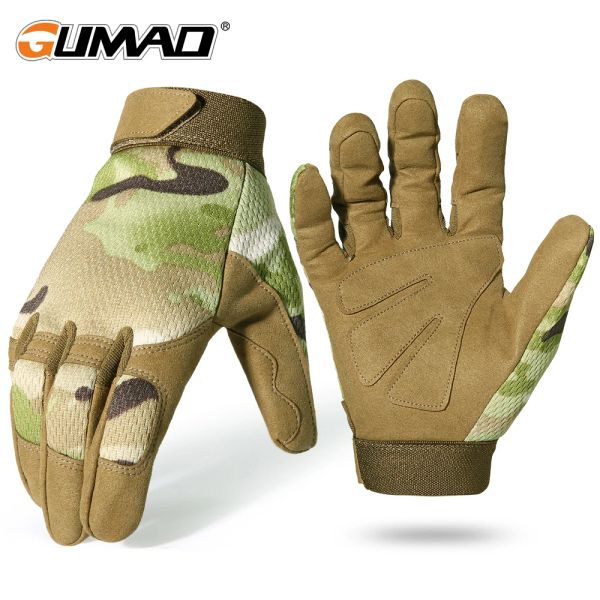 Guantes de guantes Multicam Guantes tácticos al aire libre Bicicleta Militar Military Airsoft Senderismo Trepando Pintball Camo Sport Glove de dedo completo