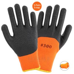 Handschoenen Nieuwe 5pairs Winter Warm thermische handschoenen Antislip Antislip Latex Rubber gecoat voor tuinarbeider Bouwer Werkveiligheid Handen Bescherming