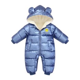 Handschoenen Nieuw geboren winter Kinderjas Waterdichte jas plus veet babymeisje Snowsuit Snowsuit Boy Rompers Toddler Hooded Mantle overalls