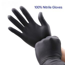 Guantes para alimentos de nitrilo, protección para manos, grado impermeable, cocina, polvo negro más grueso, guantes desechables para examen sin látex