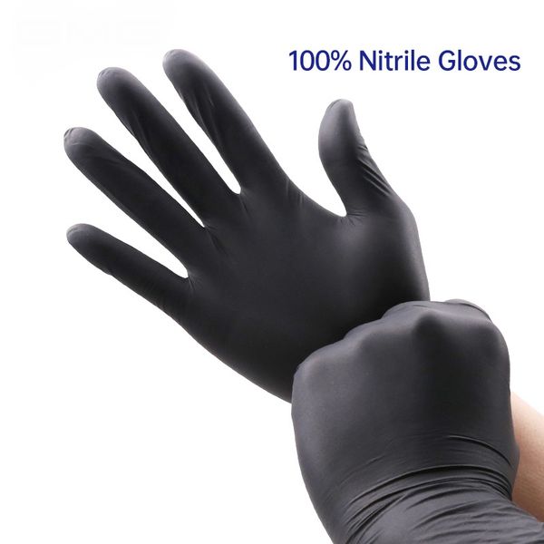 Gants alimentaires en Nitrile, qualité de Protection des mains, imperméables, cuisine, poudre noire plus épaisse, sans Latex, gants jetables d'examen