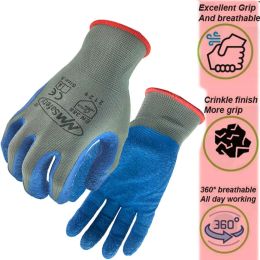 Gants nmsafety 12 paires de travail de protection gant pour l'industrie du jardin avec des gants de travail de la sécurité en latex en raquette en polyester coloré