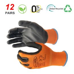 Gants nmsafety 12 paires fonctionnaires de protection des hommes de protection hommes flexibles de travail en nylon ou en polyester gants fournitures de sécurité professionnelle